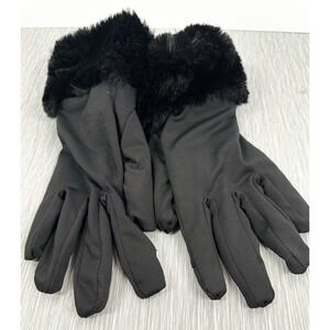 House of Harlow 1960  Gloves With Faux Fur Trim Black Soft